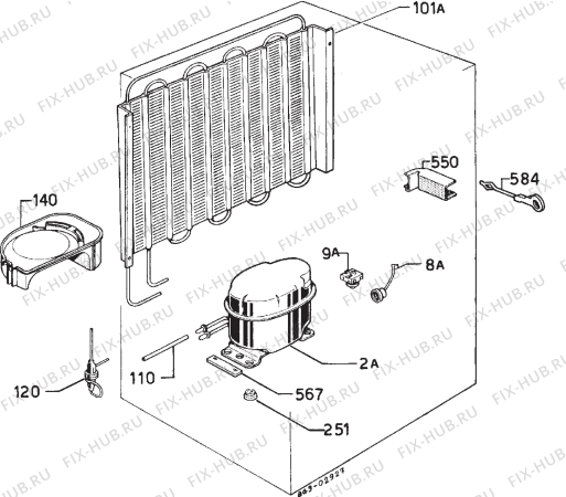 Взрыв-схема холодильника Zanussi ZF16/12 - Схема узла Cooling system 017